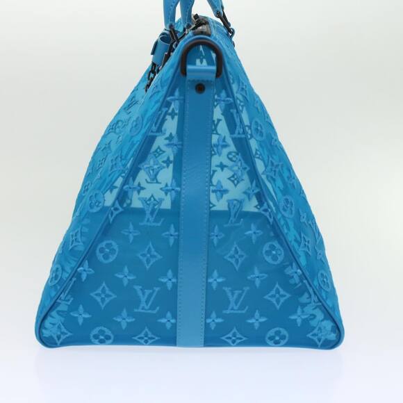LOUIS VUITTON Monogram Mesh Keepall Triangle 50 Bag Blue M45048 - Picture 3 of 16